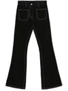 Courrèges Topstitched Bootcut Jeans In Black