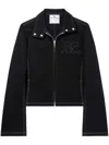 Courrèges Topstitched Denim Biker Jacket In Schwarz