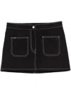 Courrèges 2-pocket Topstitched Denim Mini Skirt In Black