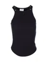 Courrèges Ribbed Tank With Metal Hardware And Piercing Detail