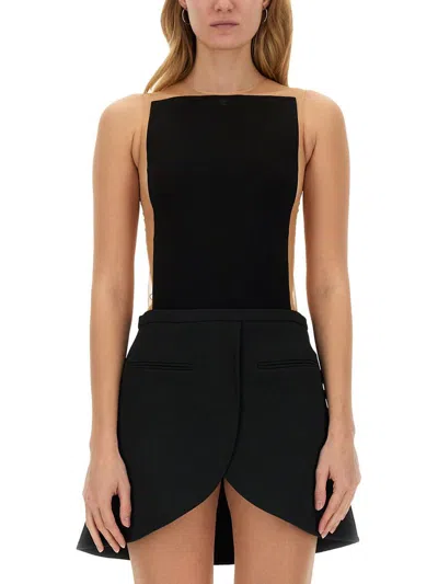 Courrèges Illusion Jersey And Stretch-tulle Bodysuit In Black