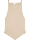 Courrèges Logo-embroidered Ribbed Top In Brown