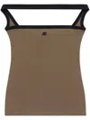 Courrèges Hyperbole Contrast Sleeveless Top In Camouflage Green/black