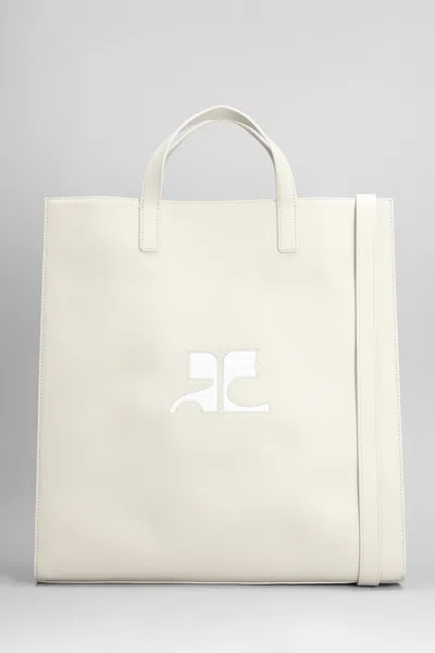 Courrèges Tote In Beige Leather