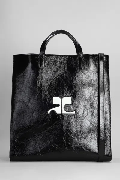 Courrèges Tote In Black Patent Leather