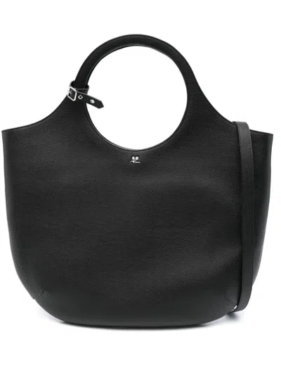 Courrèges Courreges Handbag In Calf Leather With Distinctive Cutout Handle In Black