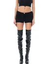 Courrèges Black Interlock Mini Shorts In Black