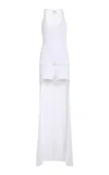 Courrèges Train-detailed Rib-knit Jumpsuit In White