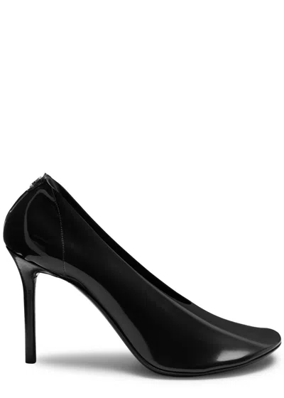 Courrèges Translucent 100 Glossed Leather Pumps In Black