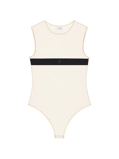 Courrèges Transparent Tulle Bodysuit In Neutral