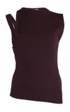 Courrèges Transverse 90's Ribbed Top In Burgundy