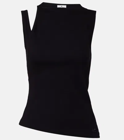 Courrèges Transverse '90s Cotton Top In Black