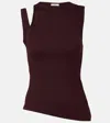 Courrèges Asymmetrical Knitted Top In Burgundy