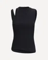 Courrèges Asymmetric Ribbed Sleeveless Top In Black