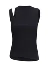 Courrèges Asymmetric Ribbed Sleeveless Top In Black