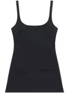 Courrèges Twill Suspenders Trapeze Mini Dress With Logo Detail In Schwarz