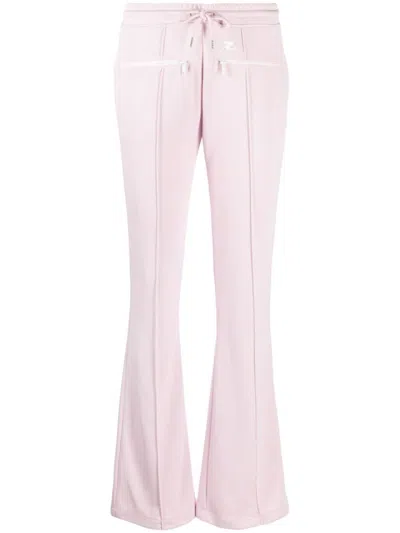 Courrèges Drawstring Flared Tracks Pants In Pink