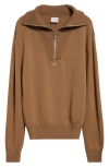 Courrèges Beige Wool Zip Sweater In Toffee