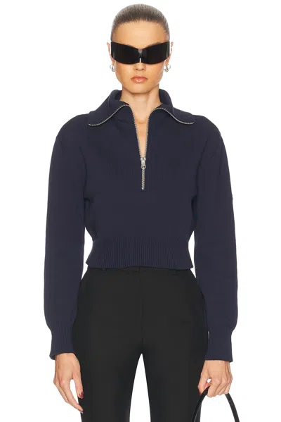 Courrèges Trucker Cotton Sweater In Navy