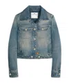 Courrèges Trucker Logo-embroidered Denim Jacket In Gray