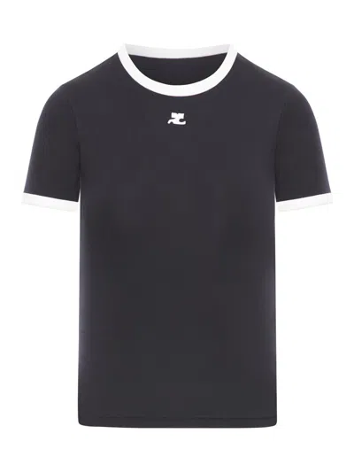 Courrèges Courreges Bumpy Contrast T-shirt Reedition S In White