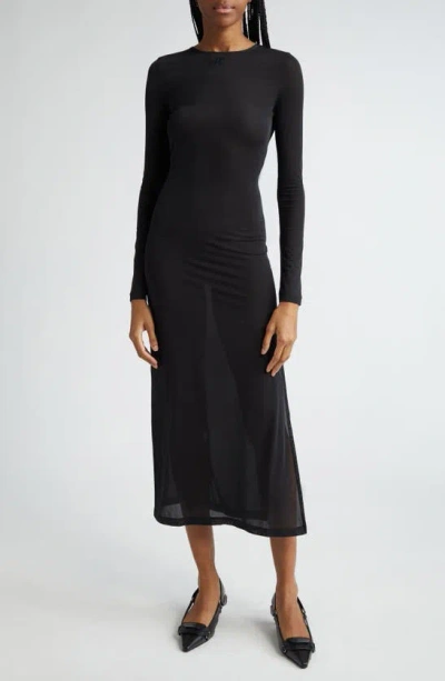 Courrèges Tube Sheer Second Skin Long Sleeve Maxi Dress In Black