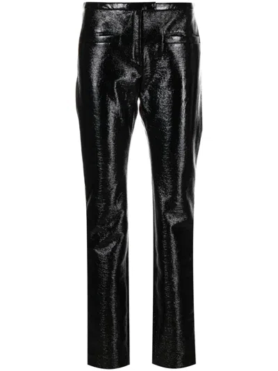 Courrèges Tube Vinyl Tailored Pants In Black