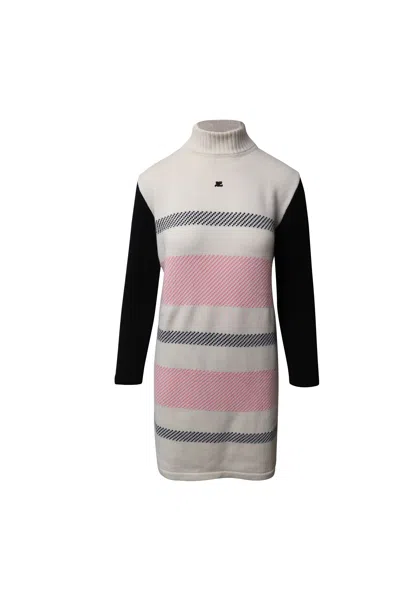 Courrèges Turtleneck Knit Dress In Multicolor Wool
