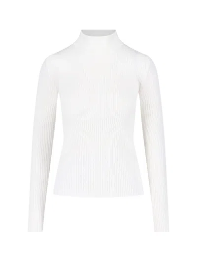 Courrèges White Ribbed Viscose Blend Turtleneck