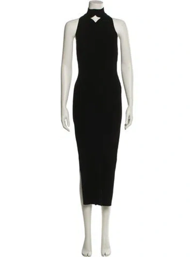 Pre-owned Courrèges Turtleneck Long Dress In Black
