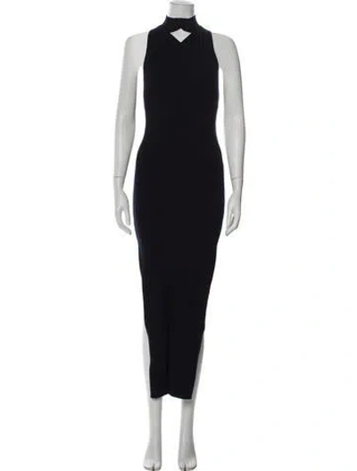 Pre-owned Courrèges Turtleneck Long Dress In Blue