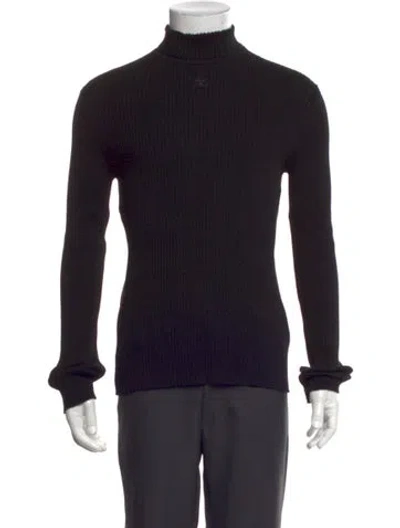 Pre-owned Courrèges Turtleneck Long Sleeve Pullover In Black