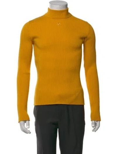 Pre-owned Courrèges Turtleneck Long Sleeve Pullover In Yellow