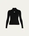 Courrèges Black Reedition Rib Knit Mock Neck Sweater