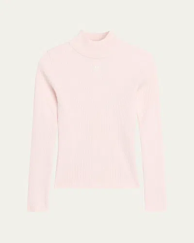 Courrèges Turtleneck Long-sleeve Rib Sweater In Pink