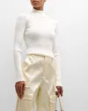Courrèges Turtleneck Long-sleeve Rib Sweater In White
