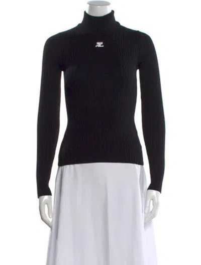 Pre-owned Courrèges Turtleneck Long Sleeve Top In Black