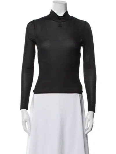 Pre-owned Courrèges Turtleneck Long Sleeve Top In Black