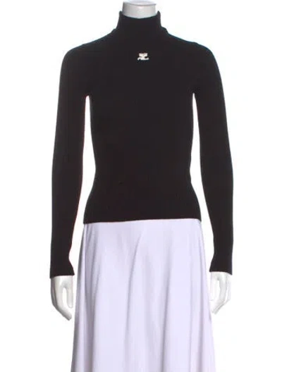 Pre-owned Courrèges Turtleneck Long Sleeve Top In Black