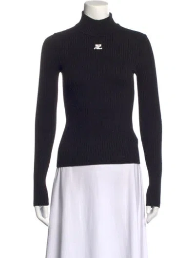 Pre-owned Courrèges Turtleneck Long Sleeve Top In Black