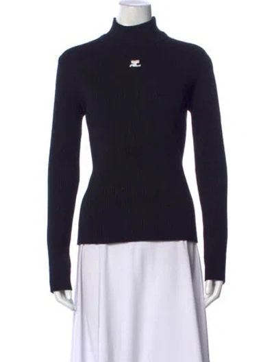 Pre-owned Courrèges Turtleneck Long Sleeve Top In Blue
