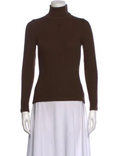 Pre-owned Courrèges Turtleneck Long Sleeve Top In Brown