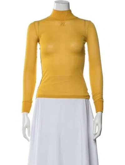Pre-owned Courrèges Turtleneck Long Sleeve Top In Multicolor