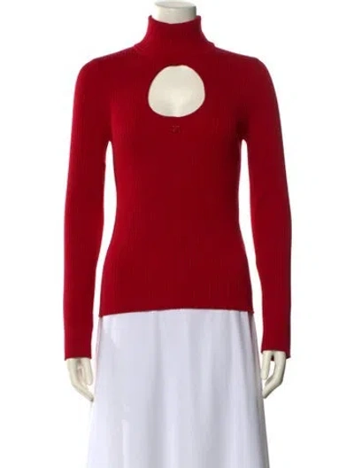Pre-owned Courrèges Turtleneck Long Sleeve Top In Red