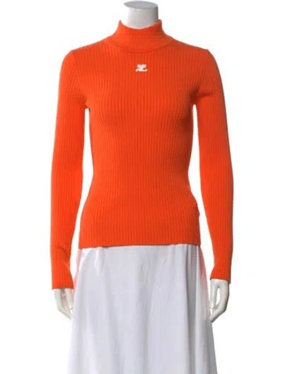 Pre-owned Courrèges Turtleneck Long Sleeve Top W/ Tags In Orange