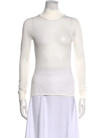 Pre-owned Courrèges Turtleneck Long Sleeve Top W/ Tags In Yellow