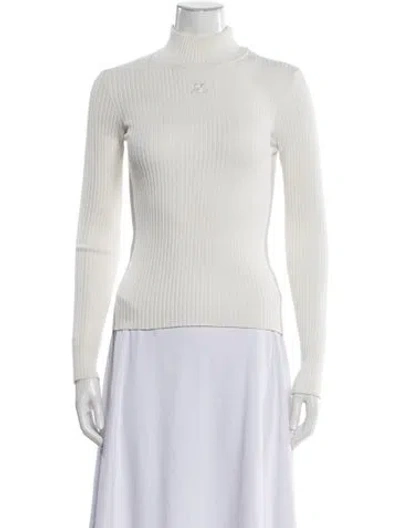 Pre-owned Courrèges Turtleneck Long Sleeve Top In White
