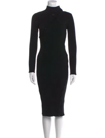 Pre-owned Courrèges Turtleneck Midi Length Dress In Black