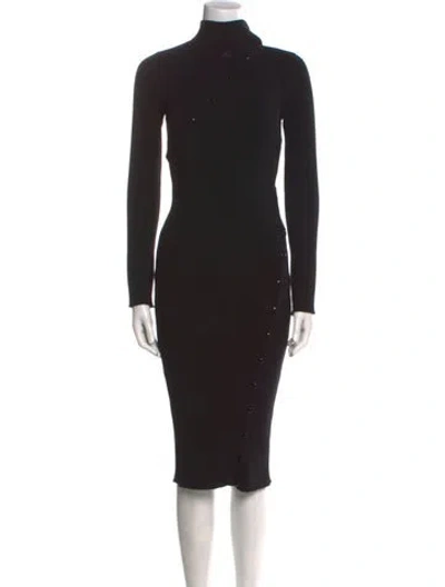 Pre-owned Courrèges Turtleneck Midi Length Dress In Black