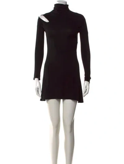 Pre-owned Courrèges Turtleneck Mini Dress In Black